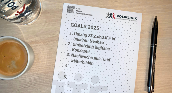 Notizblock mit den Zielen für 2025