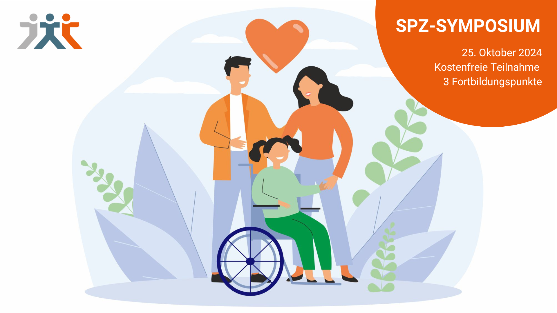 Clipart Eltern mit Tochter die im Rollstuhl sitzt